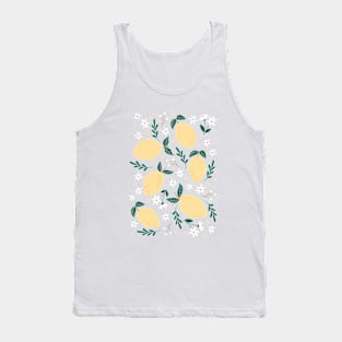 Summer Lemons on Aqua Blue Tank Top